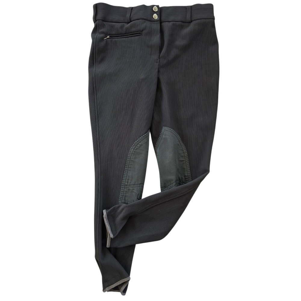 TuffRider Charcoal Ribbed Knee Patch Riding Breeches Equestrian Ladies Size 30